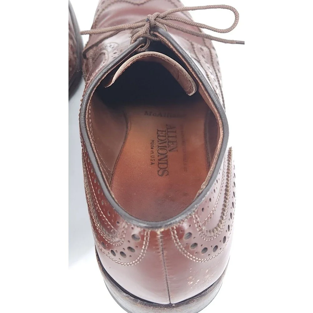 Allen Edmonds McAllister Wingtip Oxfords Men's 8 D Burgundy Leather Shoes 60600